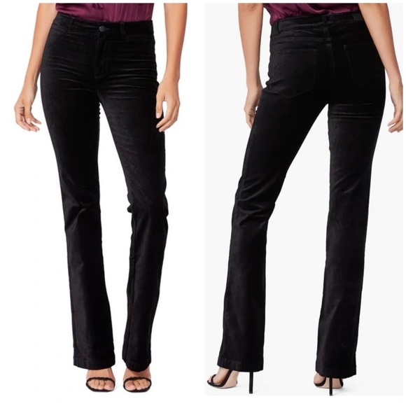 SOLD - NWT Paige Manhattan High Waist Stretch Velvet Pants Jeans Black Sz 23 - Picture 1 of 14